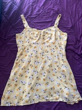 Old Navy Yellow Floral Smocked Bust Dress